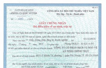 Thủ tục cấp Giấy chứng nhận đủ điều kiện về an ninh và trật tự cho kinh doanh dịch vụ bảo vệ 11 giay chung nhan an ninh trat tu