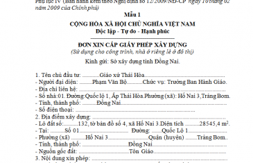 Thủ tục xin cấp Giấy phép xây dựng nhà ở 14 mau don xin cap giay phep xay dung