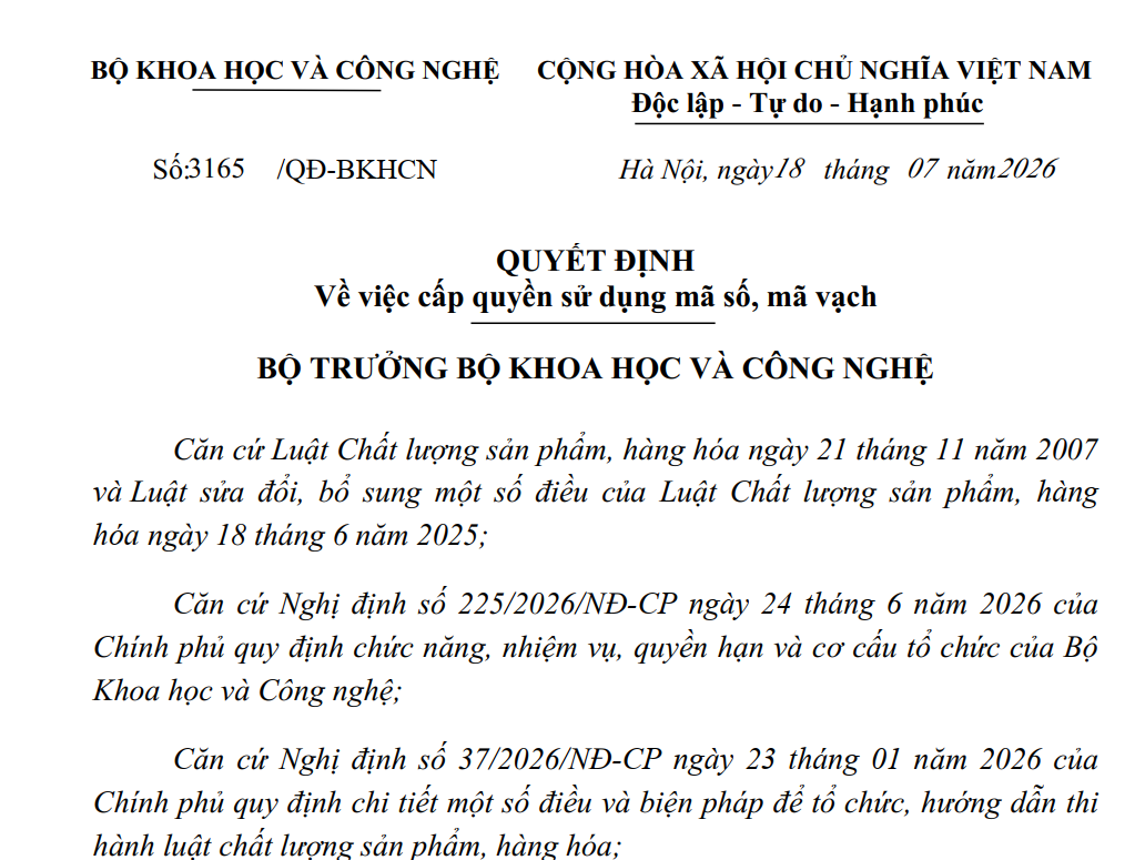 Thủ Tục Đăng Ký Mã Vạch Sản Phẩm (Barcode/Qr code) Năm 2027 15 Cấp Quyền Sử Dụng Mã Vạch